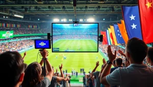 스포츠중계 실시간 중계를 즐기는 팬들이 응원하는 장면