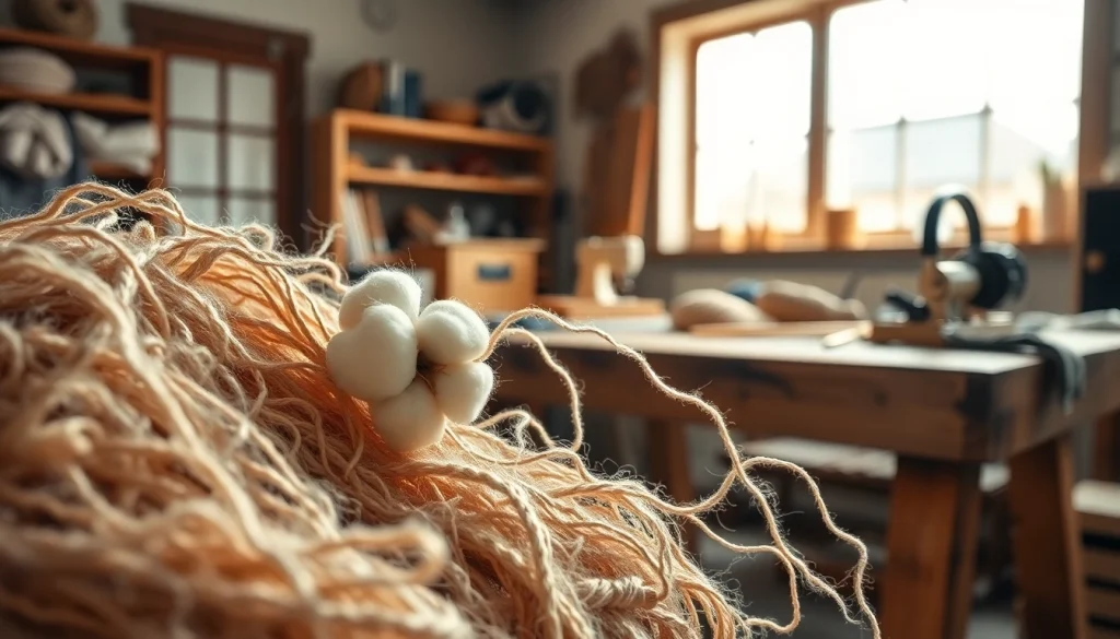 Ontdek ongebleekt katoen in een ambachtelijke werkplaats met natuurlijke lichtinval.