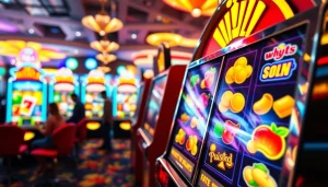 Rasakan keseruan bermain bolahiu slot di mesin permainan kasino yang cerah.