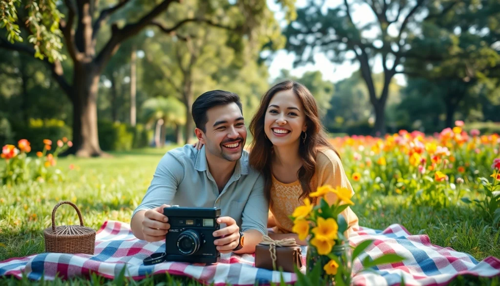 Couple enjoying a portrait session in beautiful Tampa park—perfect places to take pictures near me.