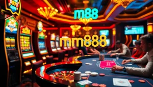 Experience the thrill of mm88 at an exciting casino table game with poker chips and cards.