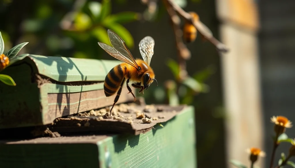 Herramientas y herrajes para colmenas en un entorno de apicultura, destacando la calidad y resistencia del material.