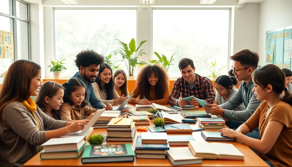 Engaged students participating in collaborative Education activities in a bright classroom.