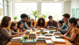 Engaged students participating in collaborative Education activities in a bright classroom.