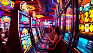 Slot gacor machines menarik perhatian pemain di kasino yang ramai.