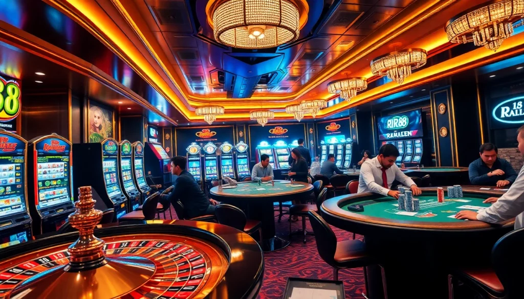 Experience thrilling gaming at RR 88 with players enjoying a vibrant casino atmosphere.
