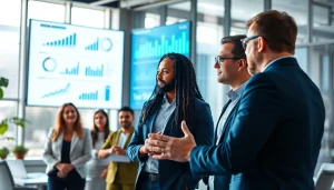 Visualize Acquisition Planning with a diverse team collaborating in a bright office environment.