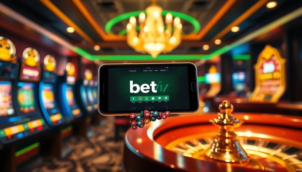 Trải nghiệm sự hứng khởi của ứng dụng Bet VIP với giao diện casino di động chuyên nghiệp được hiển thị trên một chiếc điện thoại thông minh sang trọng.