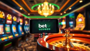 Trải nghiệm sự hứng khởi của ứng dụng Bet VIP với giao diện casino di động chuyên nghiệp được hiển thị trên một chiếc điện thoại thông minh sang trọng.