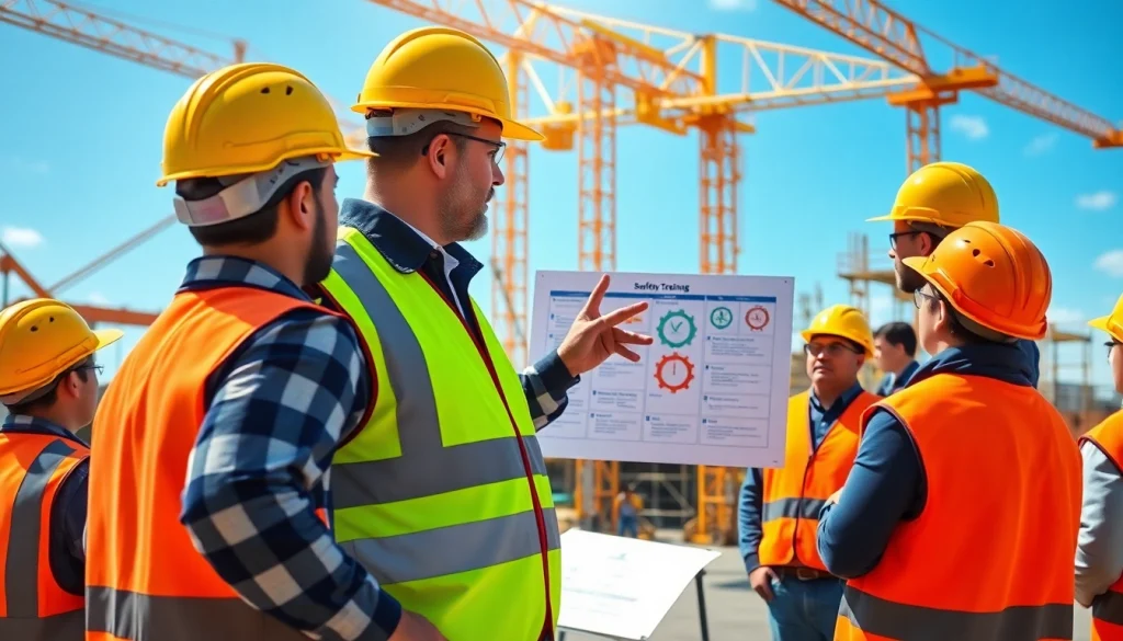 Engaged workers participating in construction safety training, highlighting hands-on learning.