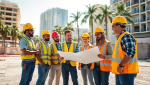 Southern California contractors association working collaboratively on a construction site.