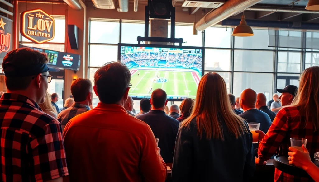 Engaged crowd at a sports betting Oklahoma event, showcasing excitement and local culture.