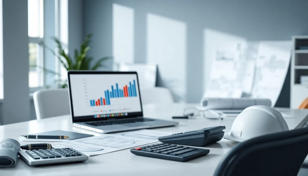 Biuro rachunkowe dla firmy budowlanej w profesjonalnym biurze z materiałami budowlanymi.