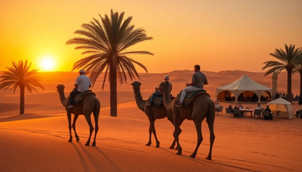 Enjoy an Agafay desert camel ride and dinner with a show at sunset, capturing the essence of Moroccan hospitality.