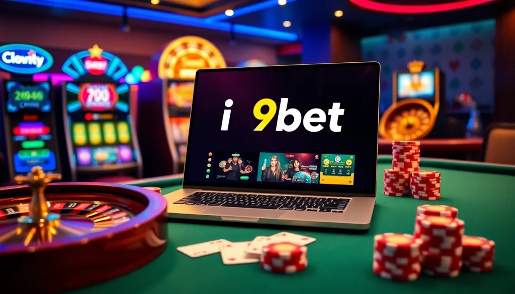 Players enjoying a vibrant online gaming experience with i9bet on a sleek laptop.