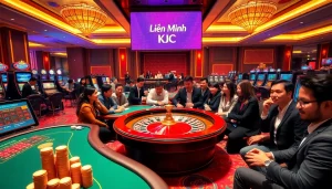Experience the thrill of Liên Minh KJC at a luxurious casino with vibrant games and excitement.