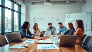 Visualizing Competitive intelligence through a diverse team collaborating over data analysis.