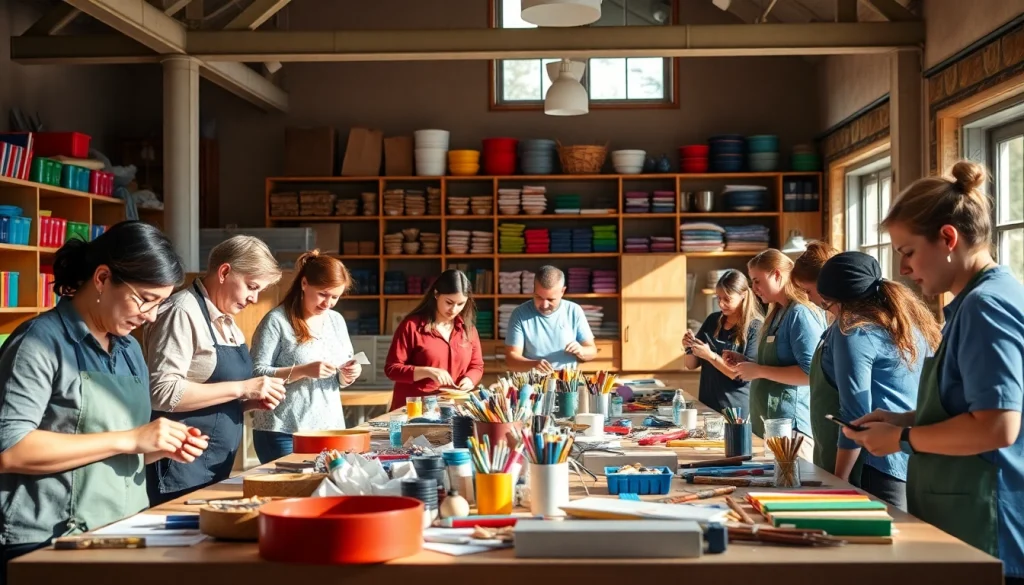 Engaged participants in craft training Colorado developing skills and creating unique artworks.