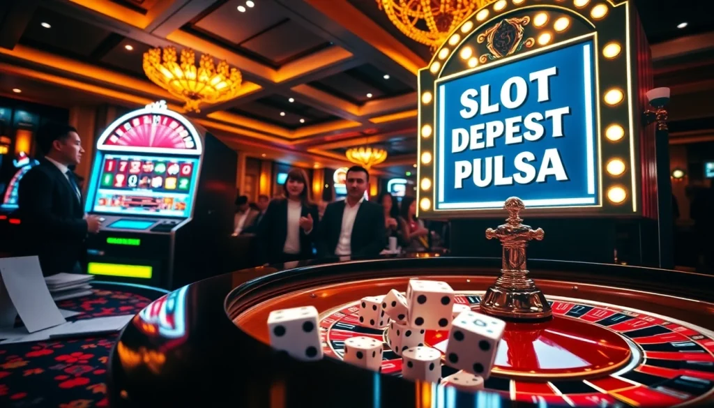 Putar mesin slot deposit pulsa yang berwarna-warni dan nikmati sensasi permainan kasino.