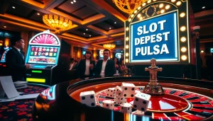Putar mesin slot deposit pulsa yang berwarna-warni dan nikmati sensasi permainan kasino.