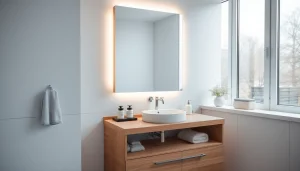Transform your space with a stylish mirror with lights reflecting modern elegance and comfort.