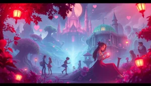 Engaging scene depicting nsfw roleplay characters in a vibrant fantasy environment, showcasing playful interactions.