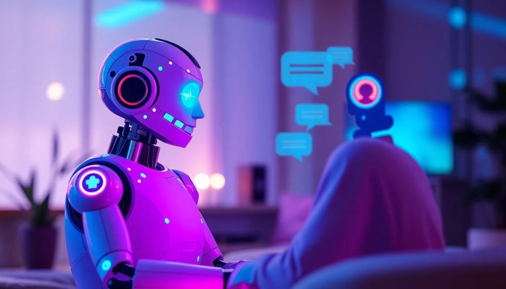 Interactive AI sex chat interface depicting a friendly conversation with digital chat bubbles.