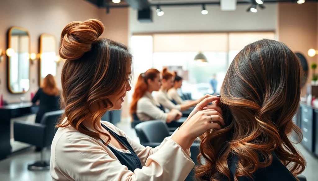 Stylists showcasing saloane coafura bucuresti expertise in a modern salon.