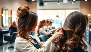 Stylists showcasing saloane coafura bucuresti expertise in a modern salon.