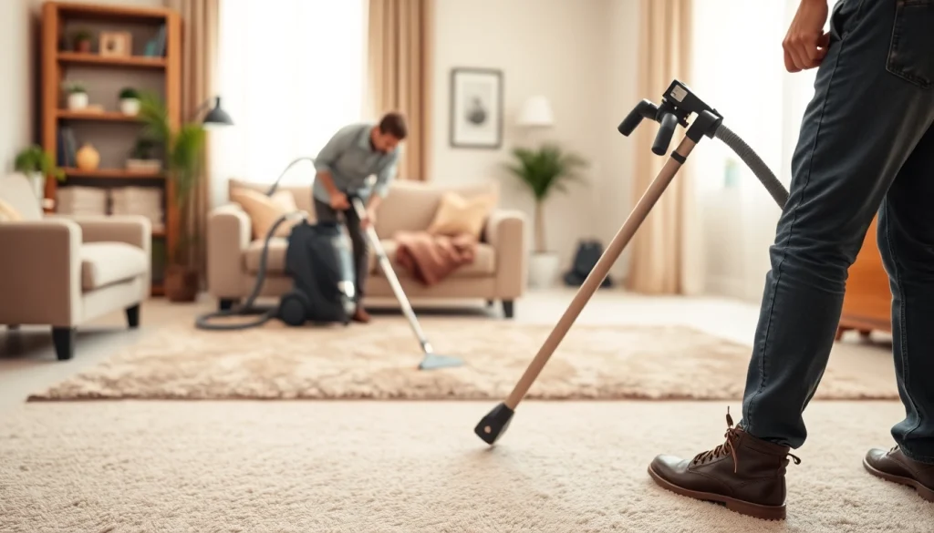 Carpet cleaners lincoln ca expertly cleaning a plush area rug in a bright living room.