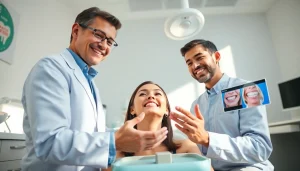 Oh my teeth 口コミ showcased in a modern dental clinic with a friendly dentist and patient.