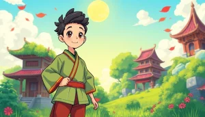 newtoki의 매력적인 웹툰 캐릭터가 환상적인 경치 속에 있는 모습