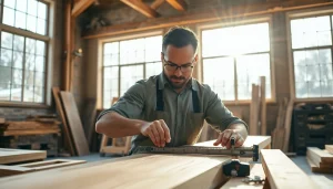 Engaged carpenter in a workshop highlighting the Carpentry Apprenticeship Near Me.