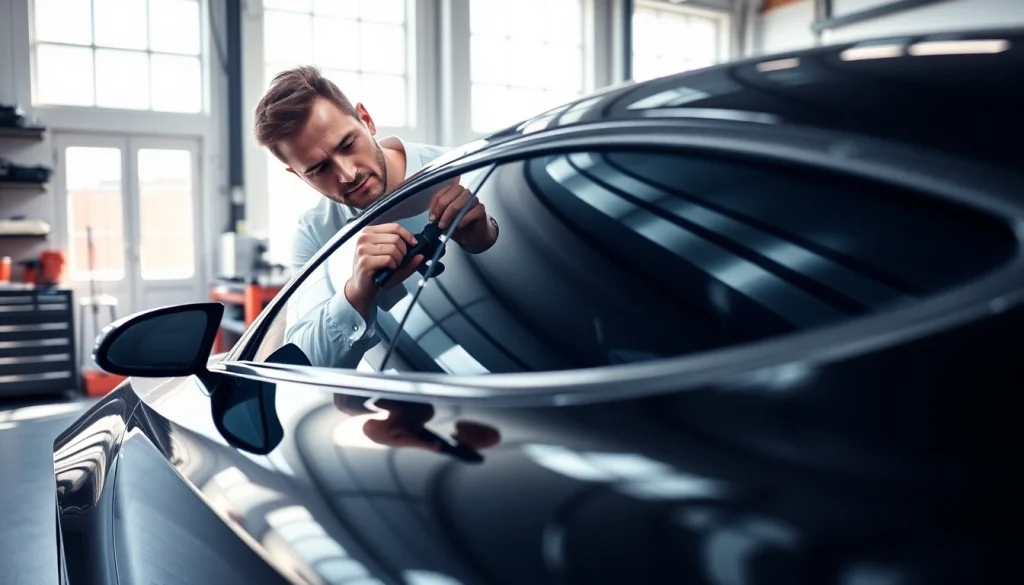 Enhance your vehicle's appeal with a window tint gift card applied in a modern garage setting.