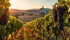 Experience the charm of Sacramento wineries surrounded by lush vineyards and golden hour glow.