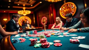 Excited players at the 789club casino table during an engaging game of poker.