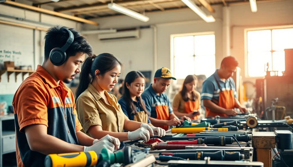Students engage in practical training at hawaii trade schools, showcasing diverse skills and collaboration.