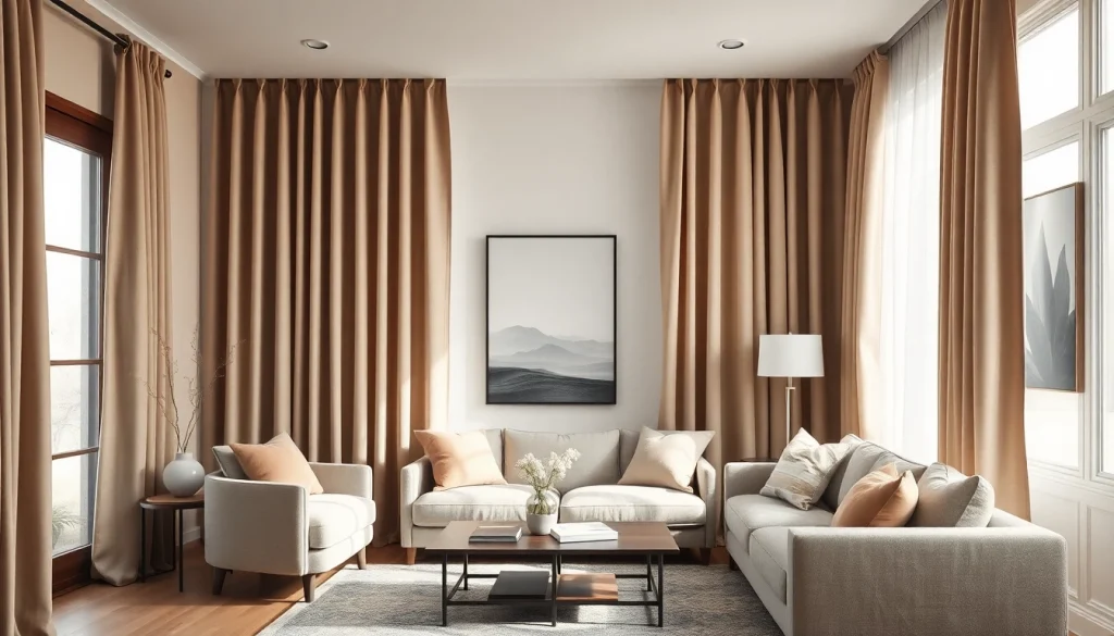 Verduisterende gordijnen in een sfeervolle woonkamer die licht blokkeren voor maximale privacy.