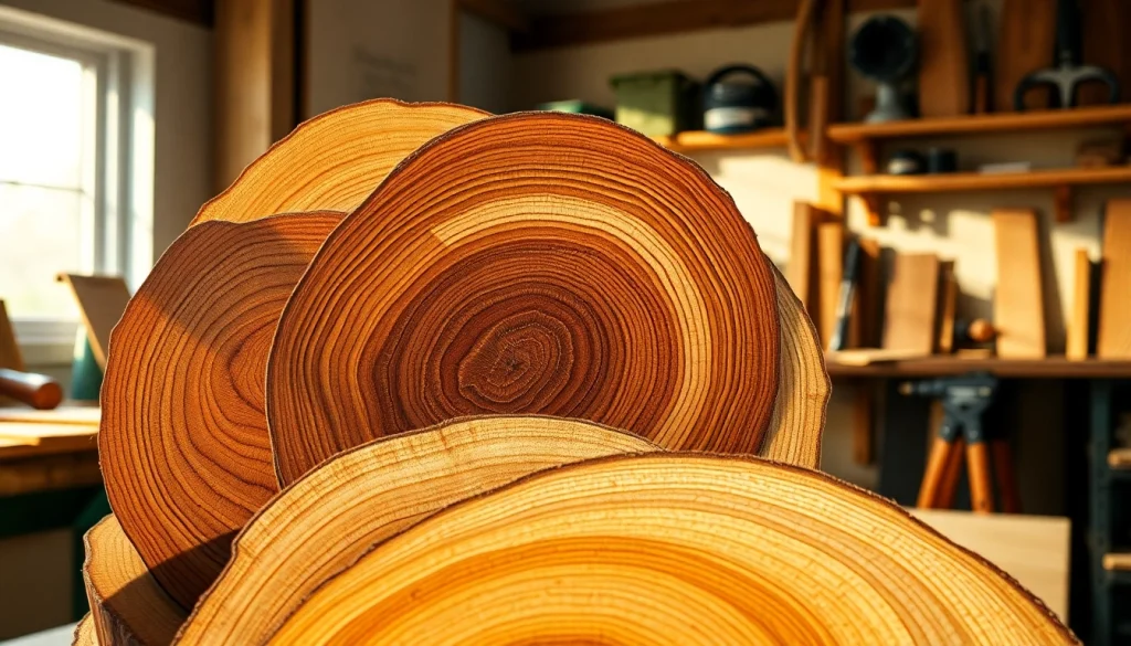 Showcase of the wood veneer hub displaying various textures and colors in a workshop environment.