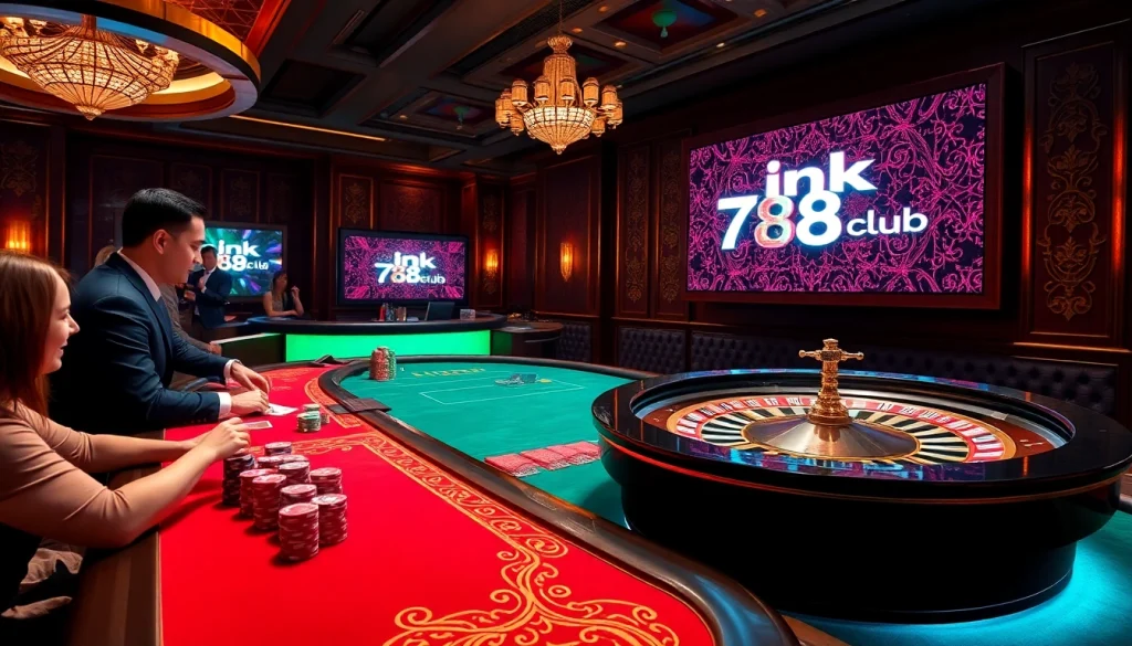Players enjoy a thrilling game experience at the luxurious casino table, emphasizing the link 789club for exciting gameplay.