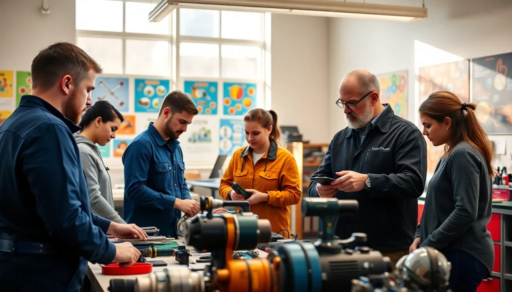 Students learning practical skills at a Trade School In Tennessee with professional guidance.