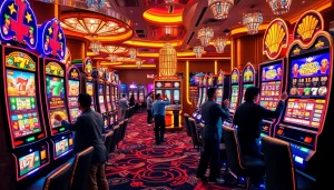 Exciting scene with slot machines highlighting slot deposit 1k opportunities for winning big jackpots.