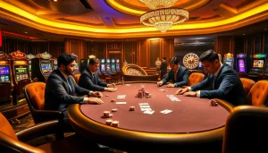 Engage in thrilling gaming experiences at https:/nk88.us.com/ with vibrant casino visuals showcasing poker action.