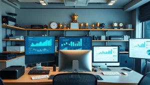 zirvegrupbilgisayar ile modern bir ofiste yüksek teknoloji ürünleri.