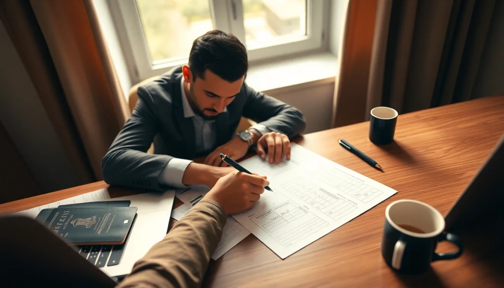 Complete the eta uk application form with guiding materials and a filled out desk.