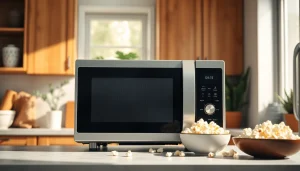 Showcase a high-quality Microwave Oven in a well-designed kitchen environment.