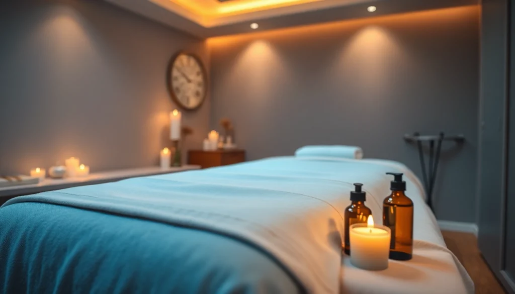 편안한 색상과 에센셜 오일이 어우러진 스웨디시 마사지 치료실